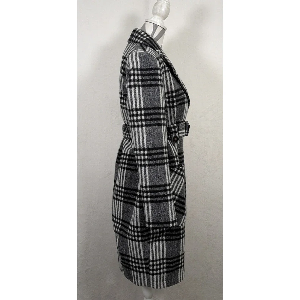 NWT Motherhood Maternity Women's Pea Coat Black & White Plaid Size Small Chrty - Picture 8 of 16